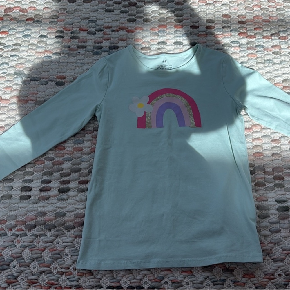 H&M Mint Long Sleeve Shirt with Rainbow